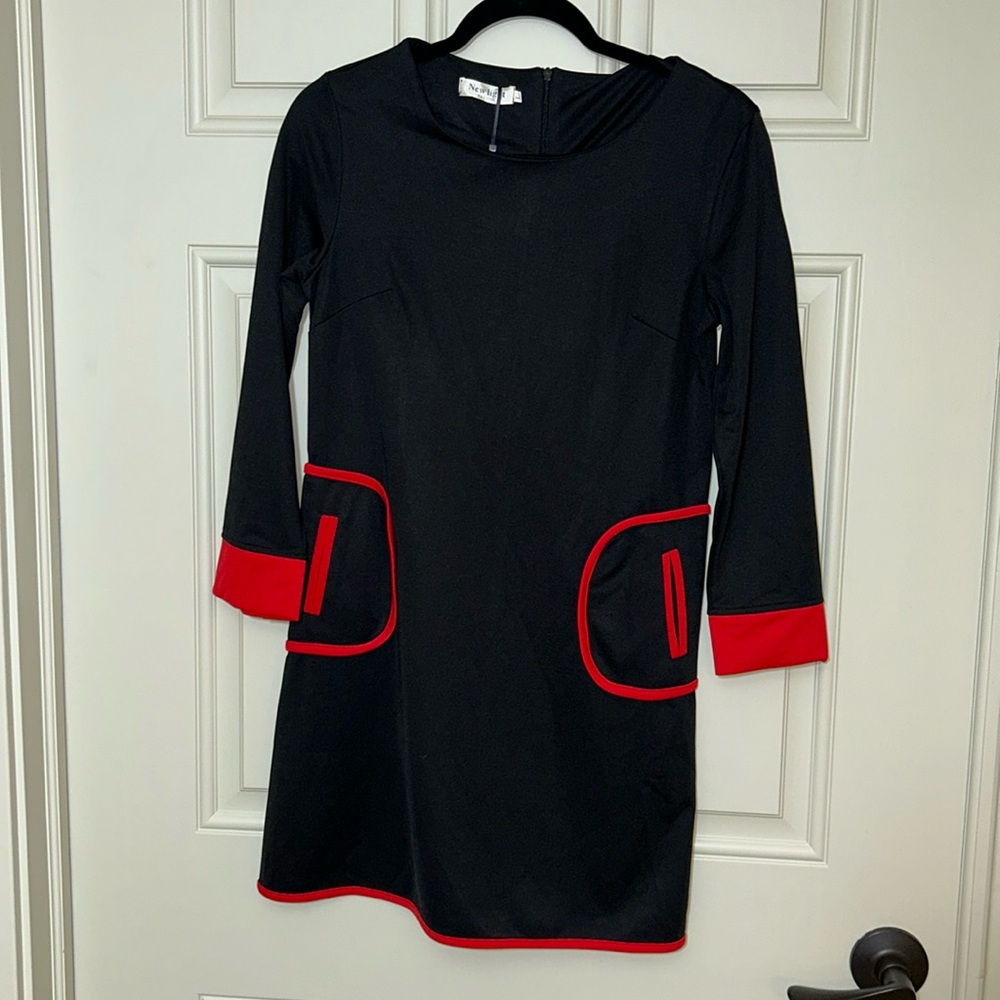 Black & Red Dress with Pockets NWT